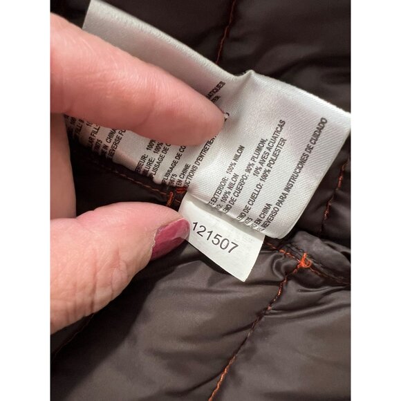 Michael Kors Womens Red Packable Down Fill Jacket Size L Gold MK Zipper Lightwei - Picture 16 of 16